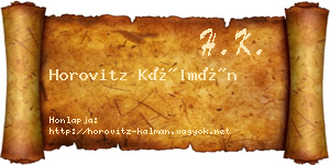 Horovitz Kálmán névjegykártya